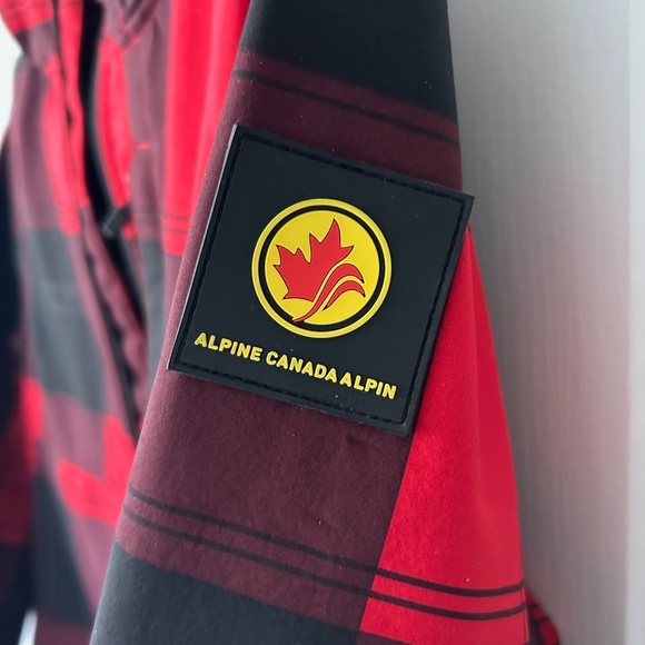 Spyder Shell red and black plaid CANADA, Alpine Canada Jacket - Picture 3 of 11